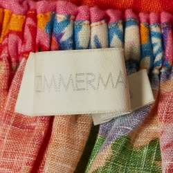 Pre Owned Zimmermann Multicolor Floral Print Linen Off-Shoulder Mini Dress L