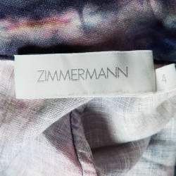 Zimmermann Purple Printed Linen Tropicana Billow Long Dress L