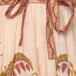 مملوكة مسبقًا Zimmermann Multicolor Linen Lantern Belted Mini Dress S