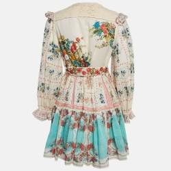 Pre Owned Zimmermann Multicolor Floral Print Cotton Flounce Wrap Dress L