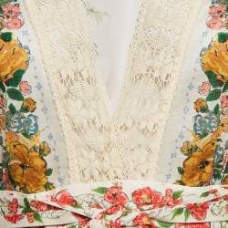 Pre Owned Zimmermann Multicolor Floral Print Cotton Flounce Wrap Dress L