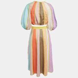 Zimmermann Multicolor Linen Paneled Skirt and Top Set M