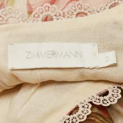 Zimmermann Beige Floral Print Lace Trimmed V-Neck Heathers Playsuit M