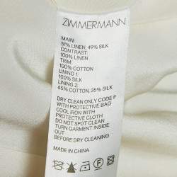 Pre Owned Zimmermann Off-White Polka Dot Print Ruched Strapless Maxi Dress S