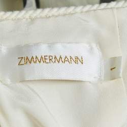 Pre Owned Zimmermann Off-White Polka Dot Print Ruched Strapless Maxi Dress S