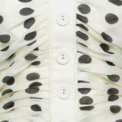 Pre Owned Zimmermann Off-White Polka Dot Print Ruched Strapless Maxi Dress S