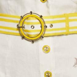 Zimmermann White/Yellow Sail Boat Print Linen Jumpsuit M