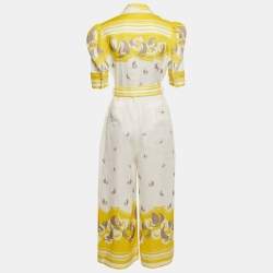 Zimmermann White/Yellow Sail Boat Print Linen Jumpsuit M