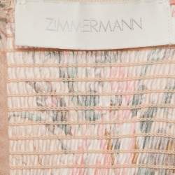 Pre Owned Zimmermann Pink Floral Print Cotton Flounce Maxi Dress S