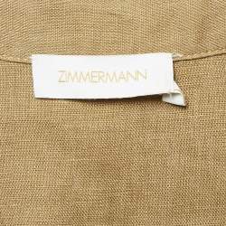 Pre Owned Zimmermann Olive Green Linen Belt Detail Cargo Jumpsuit M