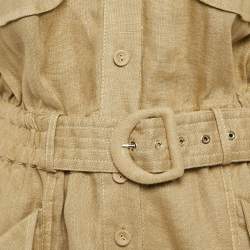 Pre Owned Zimmermann Olive Green Linen Belt Detail Cargo Jumpsuit M