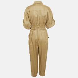 Pre Owned Zimmermann Olive Green Linen Belt Detail Cargo Jumpsuit M