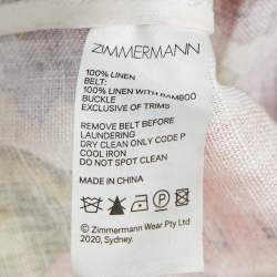 Zimmermann Multicolor Floral Print Linen Belted Jumpsuit M