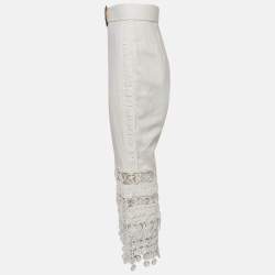Zimmermann White Linen Lace Trimmed High Tide Nautical Pants L