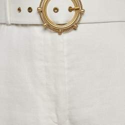 Zimmermann White Linen Lace Trimmed High Tide Nautical Pants L