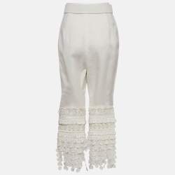 Zimmermann White Linen Lace Trimmed High Tide Nautical Pants L