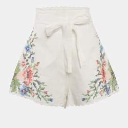 Zimmermann White Cross-Stitch Embroidery Linen Short M
