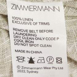 Pre Owned Zimmermann Green Printed Linen Palazzo Pants M