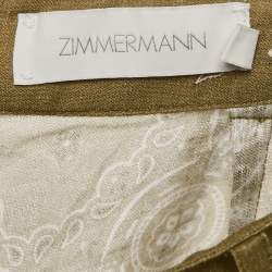 Pre Owned Zimmermann Green Printed Linen Palazzo Pants M