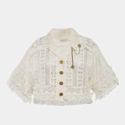 Zimmermann White Linen High Tide Nautical Cropped Jacket M