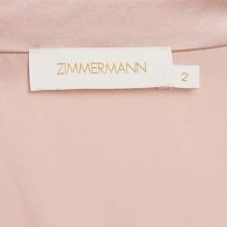 Pre Owned Zimmermann Pink Satin Silk Ruffled Wrap Dress M