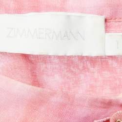 Pre Owned Zimmermann Multicolor Tie-Dye Print Ramie Button Front Maxi Dress S