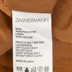 مملوكة مسبقًا Zimmermann Brown Polka Dot Print Crepe Pleated Halter Neck Long Dress XS