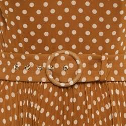 مملوكة مسبقًا Zimmermann Brown Polka Dot Print Crepe Pleated Halter Neck Long Dress XS