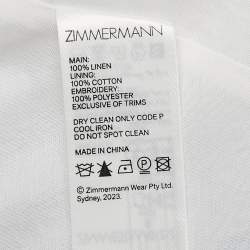 Pre Owned Zimmermann White Floral Embroidery Linen Mini Wrap Dress XS