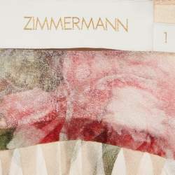 Pre Owned Zimmermann Beige Floral Luminosity Print Crepe Cowl Neck Mid Dress M