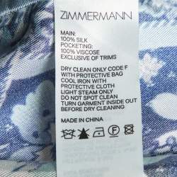 Pre Owned Zimmermann Blue Floral Print Silk Glassy Harem Pants L