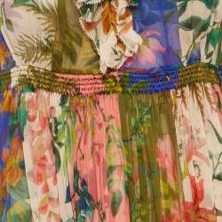 مملوكة مسبقًا Zimmermann Multicolor Floral Print Chiffon Silk Maxi Dress S