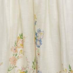 Zimmermann White Floral Print Linen Blend Top and Skirt Set M