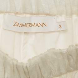Zimmermann White Floral Print Linen Blend Top and Skirt Set M