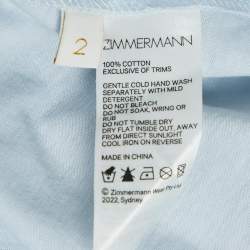 Pre Owned Zimmermann Blue Logo Applique Jersey T-Shirt M
