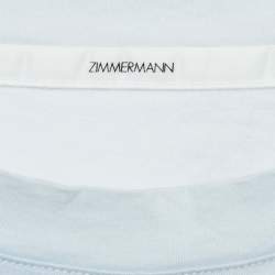 Pre Owned Zimmermann Blue Logo Applique Jersey T-Shirt M