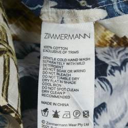 Zimmermann Yellow/Blue Aliane Print Cotton/Linen Shirt and Pants Set L