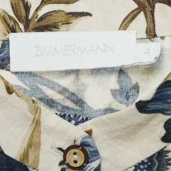 Zimmermann Yellow/Blue Aliane Print Cotton/Linen Shirt and Pants Set L