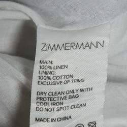 Pre Owned Zimmermann Green/Burgundy Floral-print Linen Allia Cutout Ruffled Mini Dress M