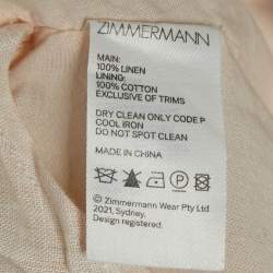 Pre Owned Zimmermann Cream Floral Print Linen Cassia Plunge Bow Mini Dress M