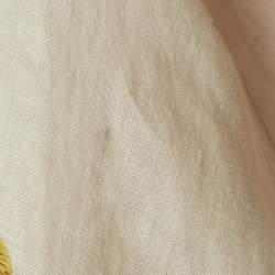 Pre Owned Zimmermann Cream Floral Print Linen Cassia Plunge Bow Mini Dress M