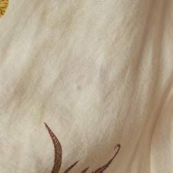 Pre Owned Zimmermann Cream Floral Print Linen Cassia Plunge Bow Mini Dress M