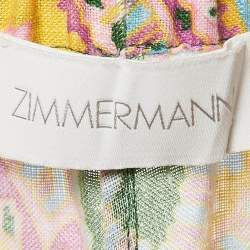 Zimmermann Green Teddy Paisley Linen Wide-Leg Pants M