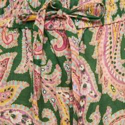 Zimmermann Green Teddy Paisley Linen Wide-Leg Pants M