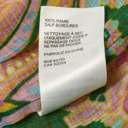 Pre Owned Zimmermann Green/Yellow Teddy Paisley Print Shirring Detail Blouse L