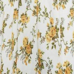 Pre Owned Zimmermann White Floral Plissé Midi Skirt L