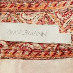 Pre Owned Zimmermann Multicolor Printed Linen Fringed Vitali Midi Dress S