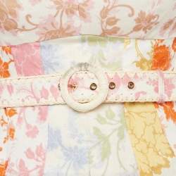 Pre Owned Zimmermann Multicolor Floral Print Linen Postcard Spliced Mini Dress M