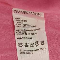 Pre Owned Zimmermann Pink/Red Graffiti Print Linen Day Mini Dress M