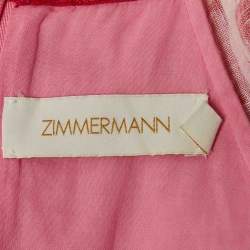 Pre Owned Zimmermann Pink/Red Graffiti Print Linen Day Mini Dress M